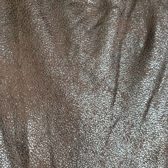 Neumann Marcus Faux Leather Blouse Brown And Black Medium High Low - Picture 7 of 8